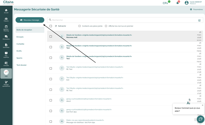 ecran-citana-acceuil-bouton-nouveau-message