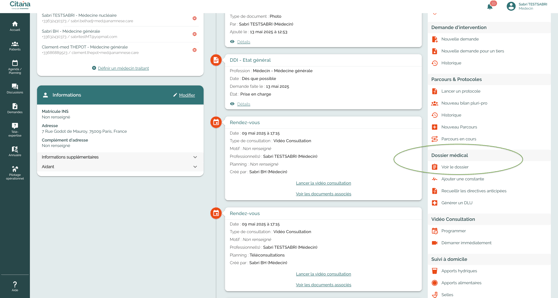 ecran-CITANA-Dossier-medical-acces-dossier
