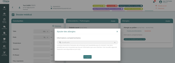 ecran-CITANA-Dossier-medical-dossier-patient-allergies-ajouter-un-qualificatif