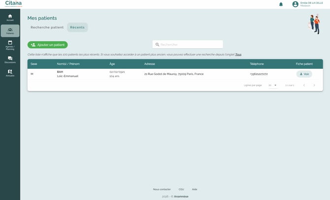 ecran-CITANA-acceuil-freemium-listing-patients