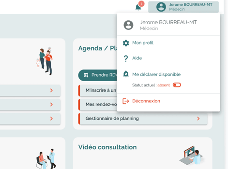Depuis n'importe quelle page Citana vous pouvez dans le menu Profil (en haut à droite) gérer vos préférences, accéder à l'aide, déclarer vos absences (pour ne plus recevoir de notifications).