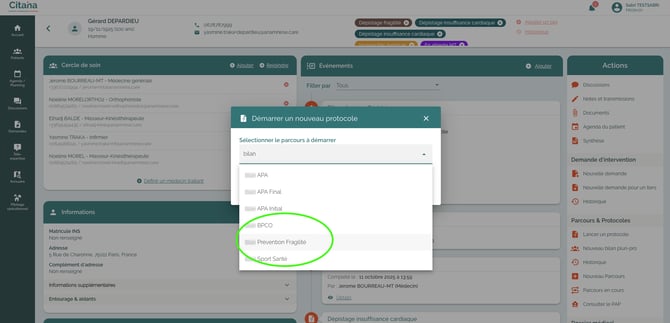 ecran-CITANA-protocole-Bilan-Prevention-fragilite-selection-protocole-menu