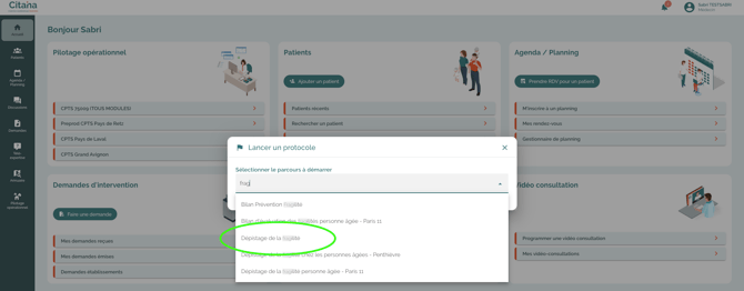 ecran-CITANA-protocole-Protocole-depistage-fragilite-selection-protocole